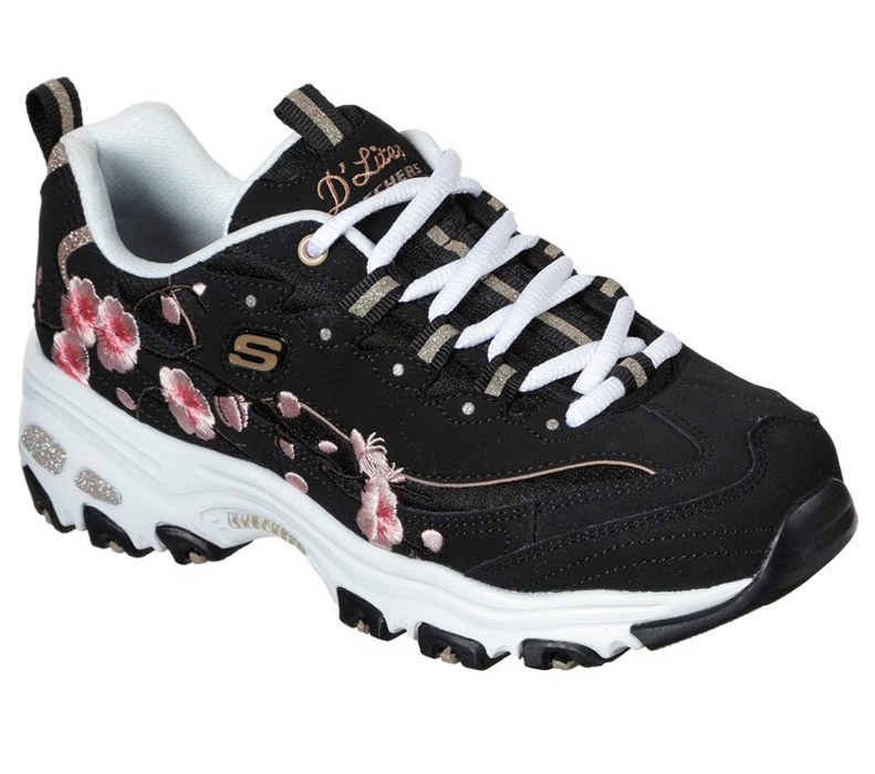 Skechers D'lites - Soft Blossom - Womens Sneakers Black/Pink [AU-YK3892]